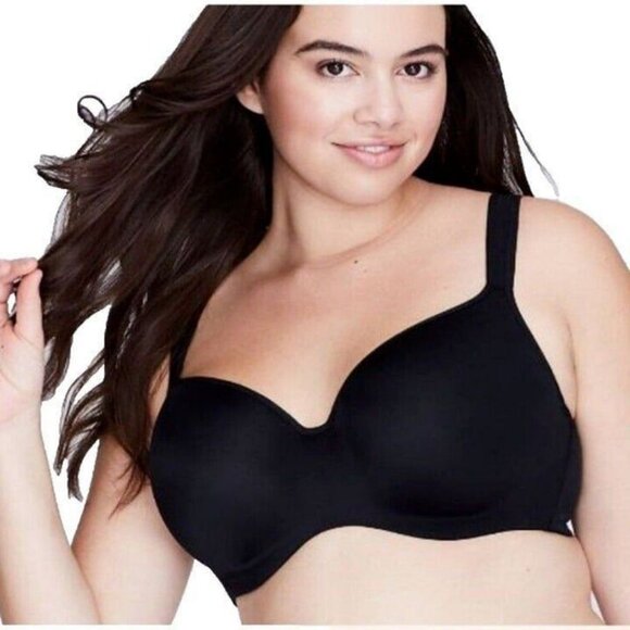 Cacique Bra Smooth Balconette Underwire Plus Size 38F Black Lane Bryant - Picture 1 of 8